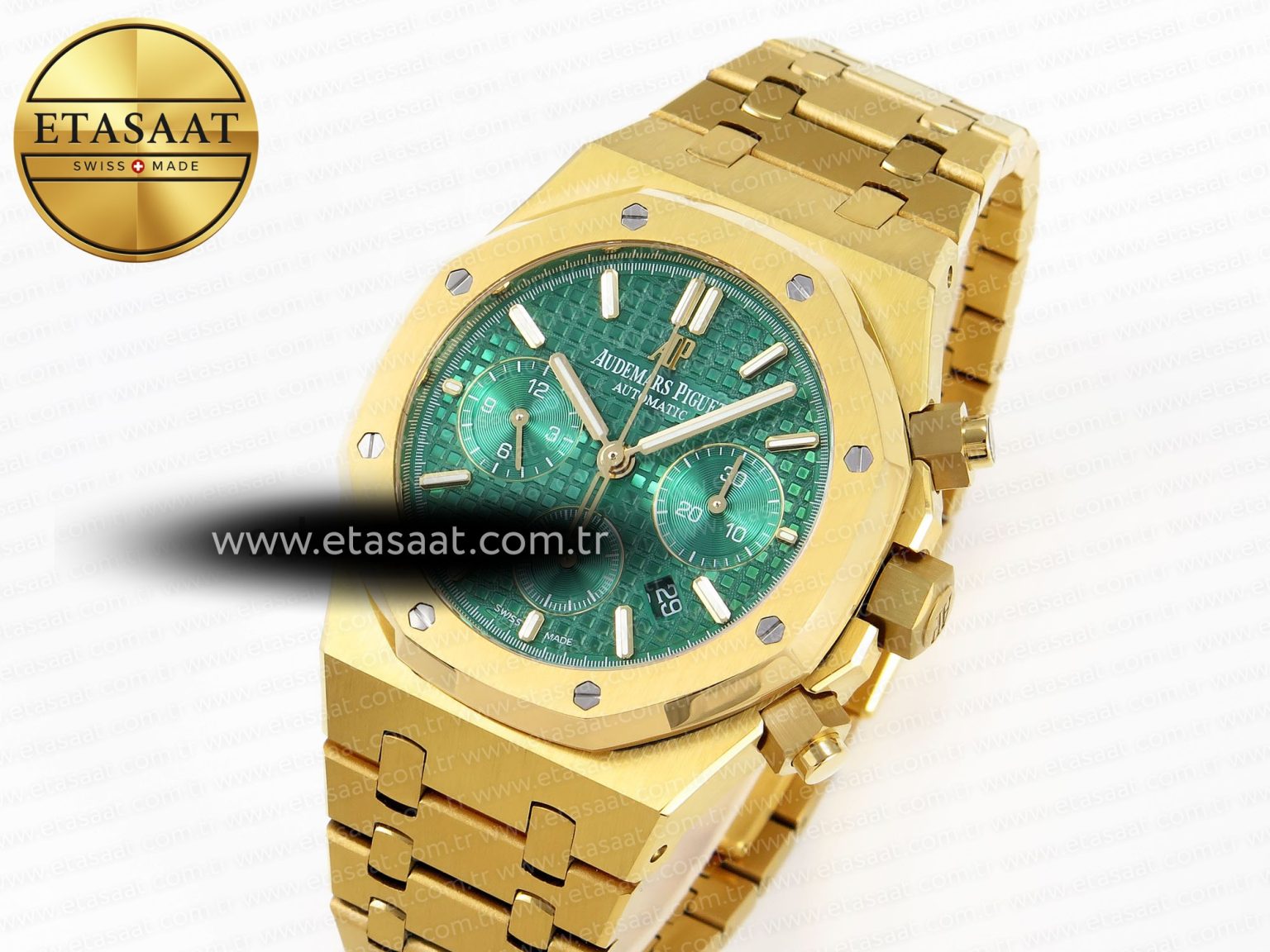 ROYAL OAK CHRONO 26331ST YG IPF 1:1 BEST EDITION GREEN DIAL ON YG BRACELET A7750 - Görsel 1