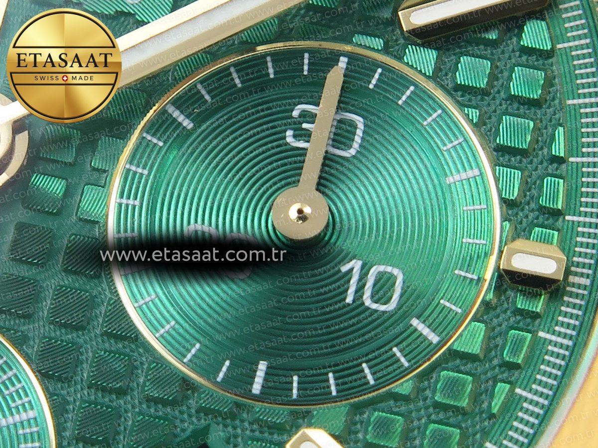 Audemars Piguet ROYAL OAK CHRONO 26331ST YG GREEN DIAL ON YG A7750 - Görsel 11