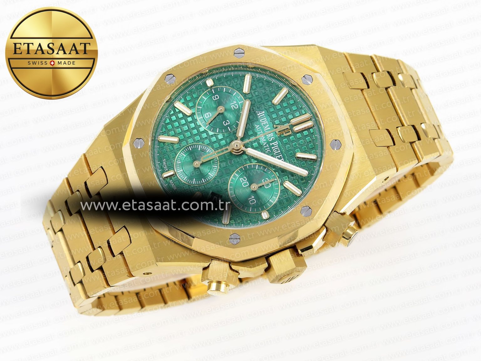 ROYAL OAK CHRONO 26331ST YG IPF 1:1 BEST EDITION GREEN DIAL ON YG BRACELET A7750 - Görsel 5