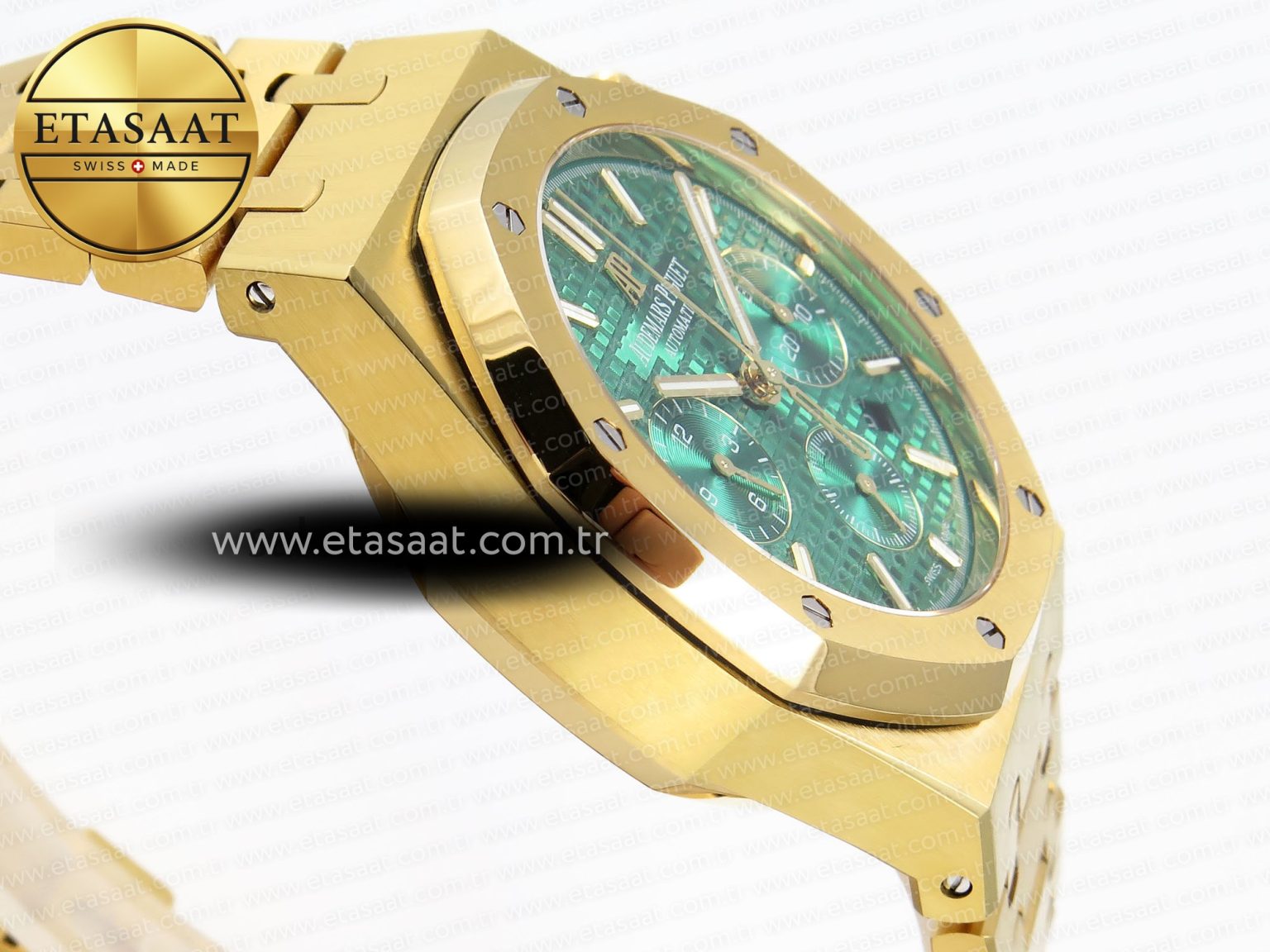 ROYAL OAK CHRONO 26331ST YG IPF 1:1 BEST EDITION GREEN DIAL ON YG BRACELET A7750 - Görsel 7