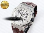 audemars piguet WHITE DIAL ON BROWN LEATHER STRAP A7750