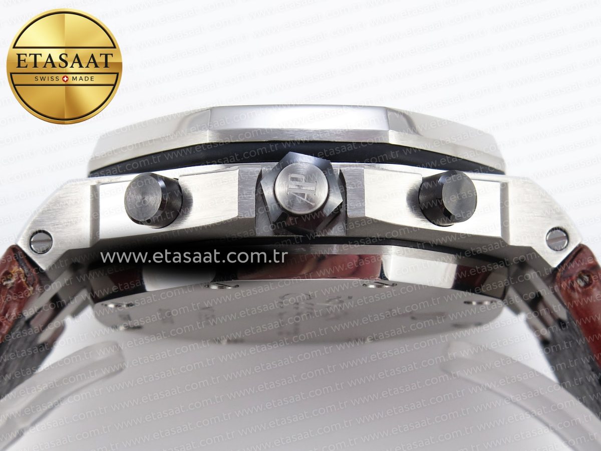 audemars piguet WHITE DIAL ON BROWN LEATHER STRAP A7750 - Görsel 15