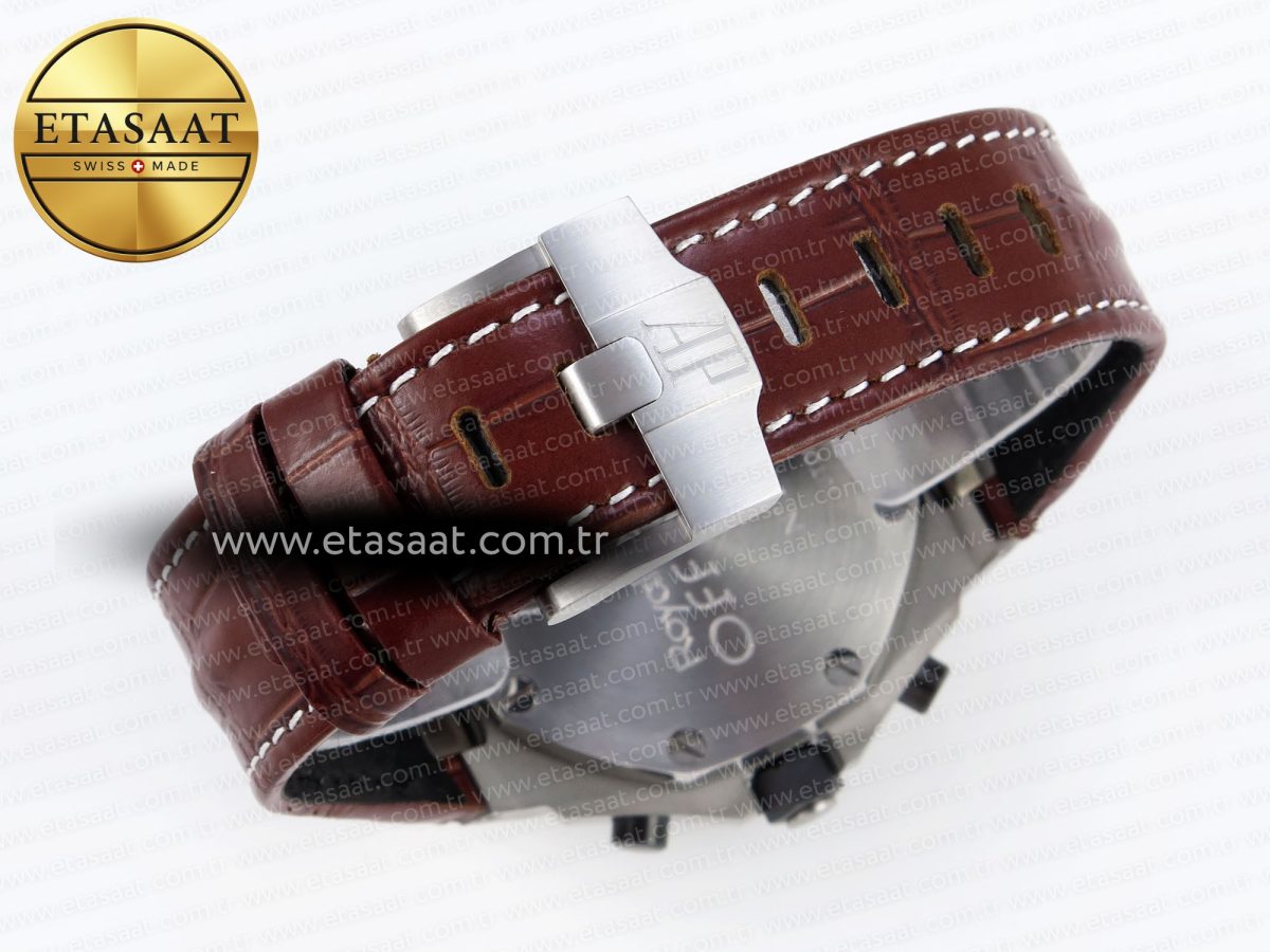 audemars piguet WHITE DIAL ON BROWN LEATHER STRAP A7750 - Görsel 17
