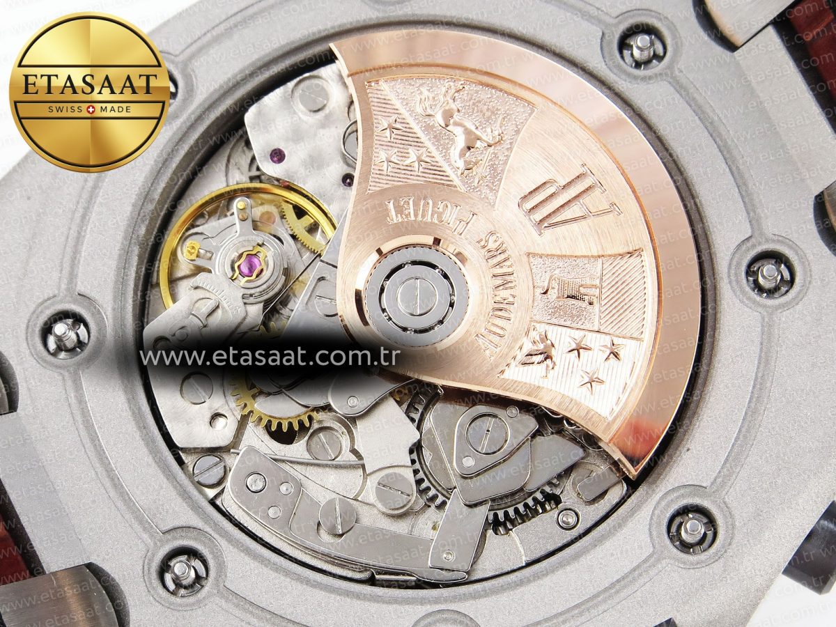 audemars piguet WHITE DIAL ON BROWN LEATHER STRAP A7750 - Görsel 21