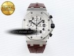 audemars piguet WHITE DIAL ON BROWN LEATHER STRAP A7750 - Görsel 3
