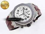 audemars piguet WHITE DIAL ON BROWN LEATHER STRAP A7750 - Görsel 6