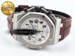 audemars piguet WHITE DIAL ON BROWN LEATHER STRAP A7750 - Görsel 7