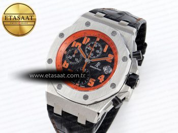Royal Oak Offshore 42mm SS APF 1:1 Best Edition Black Dial Orange Markers on Black Leather Strap A7750