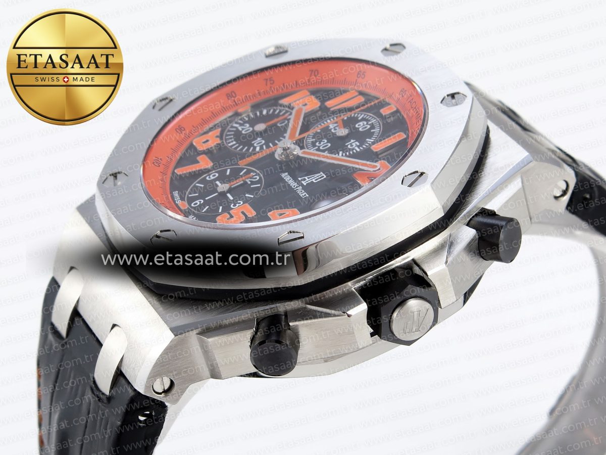 Audemars Piguet Black Dial Orange Markers on Black A7750 - Görsel 8