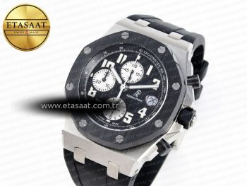 Royal Oak Offshore 42mm SS APF 1:1 Best Edition Black Dial White Markers on Black Rubber Strap A7750
