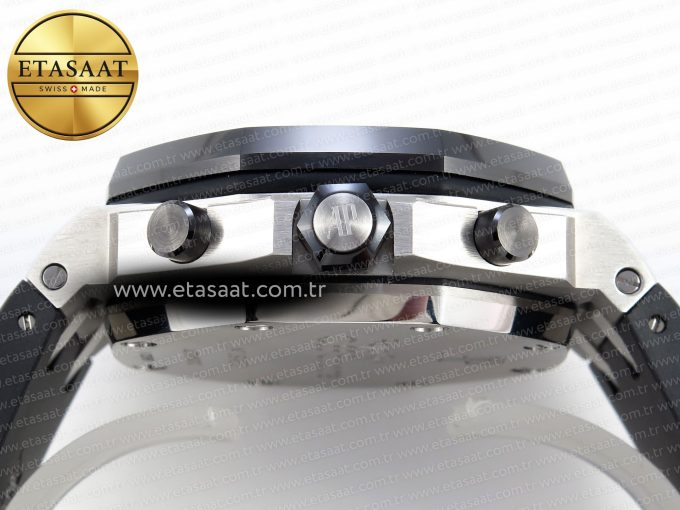 Royal Oak Offshore 42mm SS APF 1:1 Best Edition Black Dial White Markers on Black Rubber Strap A7750 - Görsel 15