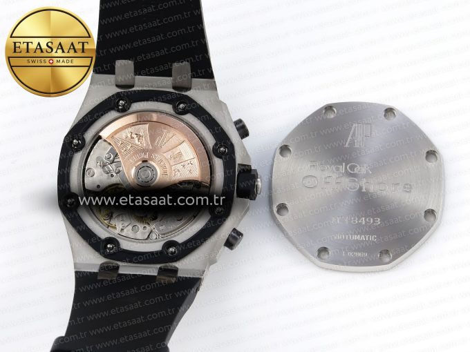 Royal Oak Offshore 42mm SS APF 1:1 Best Edition Black Dial White Markers on Black Rubber Strap A7750 - Görsel 20