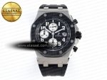 Royal Oak Offshore 42mm SS APF 1:1 Best Edition Black Dial White Markers on Black Rubber Strap A7750 - Görsel 3