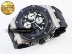 Royal Oak Offshore 42mm SS APF 1:1 Best Edition Black Dial White Markers on Black Rubber Strap A7750 - Görsel 7