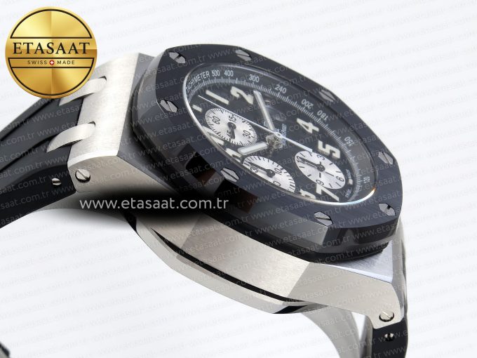 Royal Oak Offshore 42mm SS APF 1:1 Best Edition Black Dial White Markers on Black Rubber Strap A7750 - Görsel 9