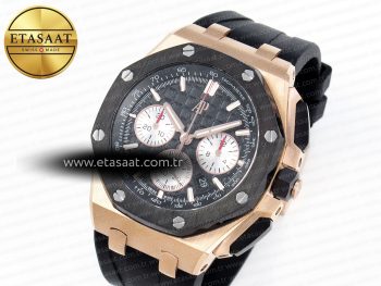 ROYAL OAK OFFSHORE 44MM RG BLACK CERAMIC BEZEL APF 1:1 BEST EDITION BLACK/SILVER DIAL ON BLACK RUBBER STRAP A4401