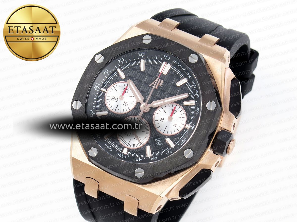 Audemars Piguet ROYAL OAK OFFSHORE 44MM RG BLACK/SILVER DIAL ON BLACK A4401 - Görsel 2