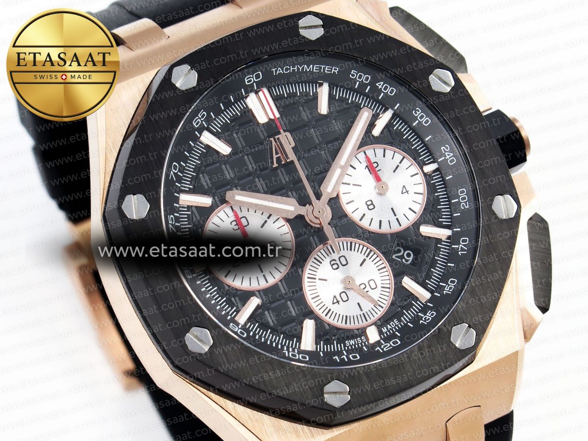 Audemars Piguet ROYAL OAK OFFSHORE 44MM RG BLACK/SILVER DIAL ON BLACK A4401 - Görsel 5