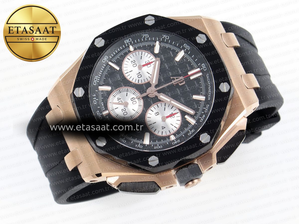 Audemars Piguet ROYAL OAK OFFSHORE 44MM RG BLACK/SILVER DIAL ON BLACK A4401 - Görsel 6
