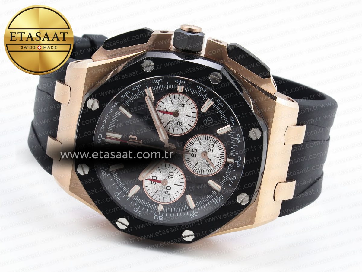 Audemars Piguet ROYAL OAK OFFSHORE 44MM RG BLACK/SILVER DIAL ON BLACK A4401 - Görsel 7