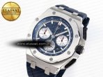 Audemars Piguet ROYAL OAK OFFSHORE 44MM BLUE/SILVER DIAL ON BLUE RUBBER STRAP A4401