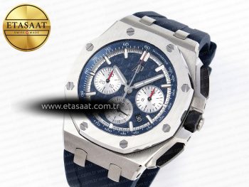 ROYAL OAK OFFSHORE 44MM SS BEZEL APF 1:1 BEST EDITION BLUE/SILVER DIAL ON BLUE RUBBER STRAP A4401