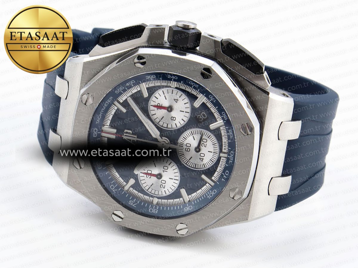 Audemars Piguet ROYAL OAK OFFSHORE 44MM BLUE/SILVER DIAL ON BLUE RUBBER STRAP A4401 - Görsel 7