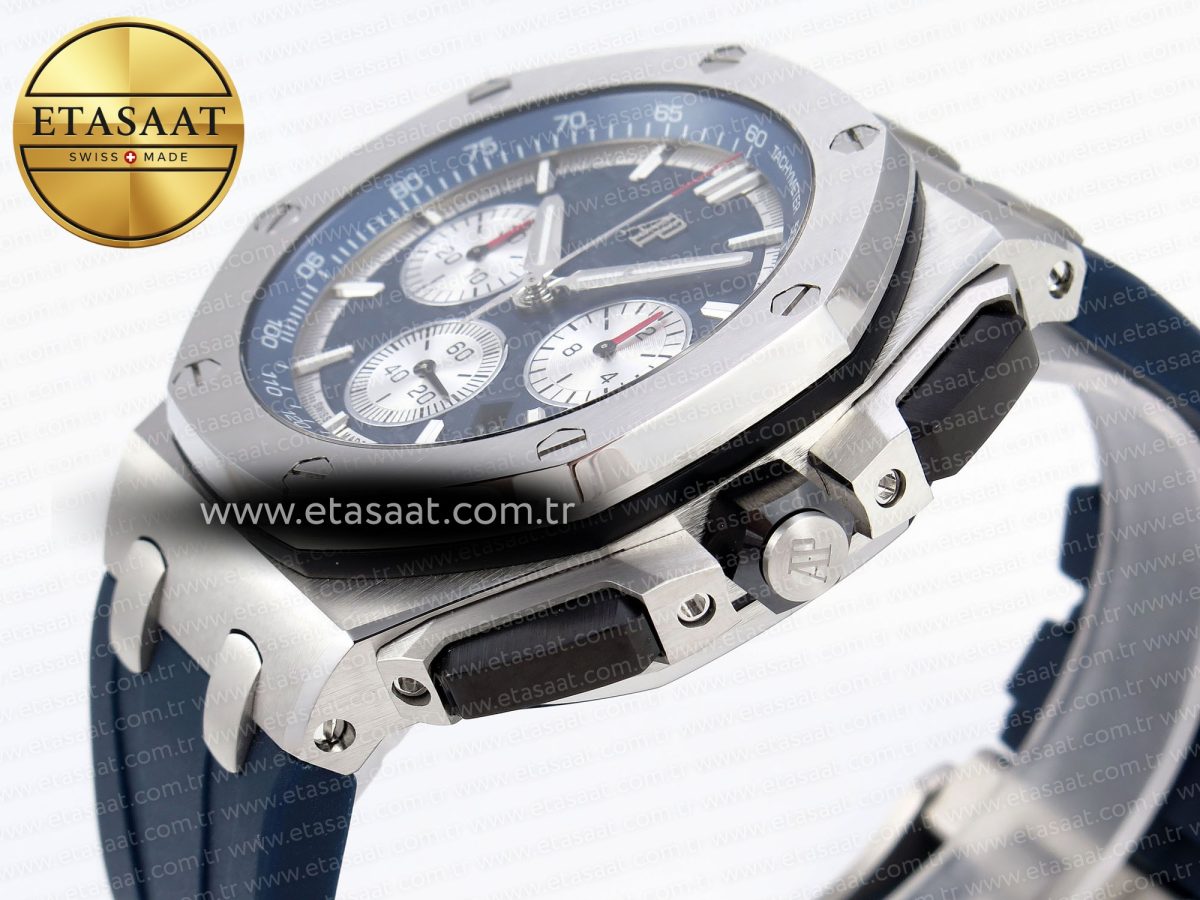 Audemars Piguet ROYAL OAK OFFSHORE 44MM BLUE/SILVER DIAL ON BLUE RUBBER STRAP A4401 - Görsel 8