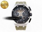 ROYAL OAK OFFSHORE 44MM SS BLACK CERAMIC BEZEL APF 1:1 BEST EDITION BROWN DIAL ON BROWN RUBBER STRAP A4401 - Görsel 3