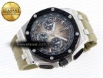 ROYAL OAK OFFSHORE 44MM SS BLACK CERAMIC BEZEL APF 1:1 BEST EDITION BROWN DIAL ON BROWN RUBBER STRAP A4401 - Görsel 6