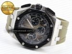 ROYAL OAK OFFSHORE 44MM SS BLACK CERAMIC BEZEL APF 1:1 BEST EDITION BROWN DIAL ON BROWN RUBBER STRAP A4401 - Görsel 7