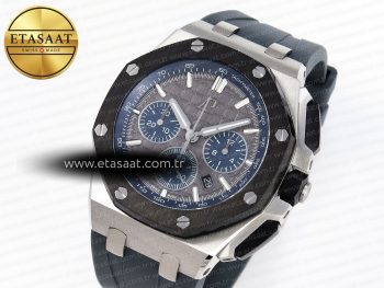 ROYAL OAK OFFSHORE 44MM SS BLACK CERAMIC BEZEL APF 1:1 BEST EDITION GRAY/BLUE DIAL ON GRAY RUBBER STRAP A4401