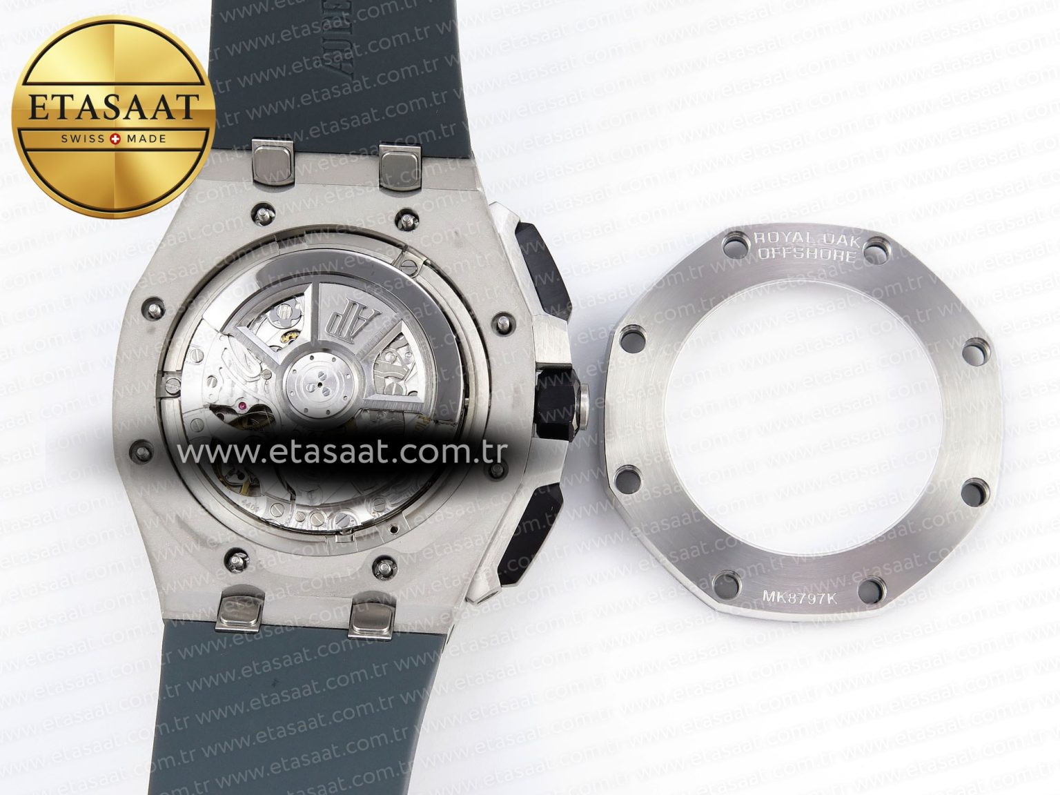 Audemars Piguet ROYAL OAK OFFSHORE 44MM BLACK CERAMIC BEZEL GRAY/BLUE DIAL ON GRAY A4401 - Görsel 19