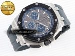 Audemars Piguet ROYAL OAK OFFSHORE 44MM BLACK CERAMIC BEZEL GRAY/BLUE DIAL ON GRAY A4401 - Görsel 6