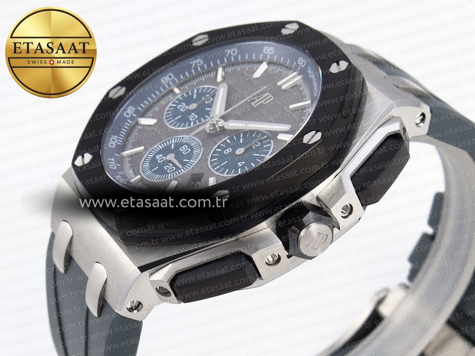 Audemars Piguet ROYAL OAK OFFSHORE 44MM BLACK CERAMIC BEZEL GRAY/BLUE DIAL ON GRAY A4401 - Görsel 8