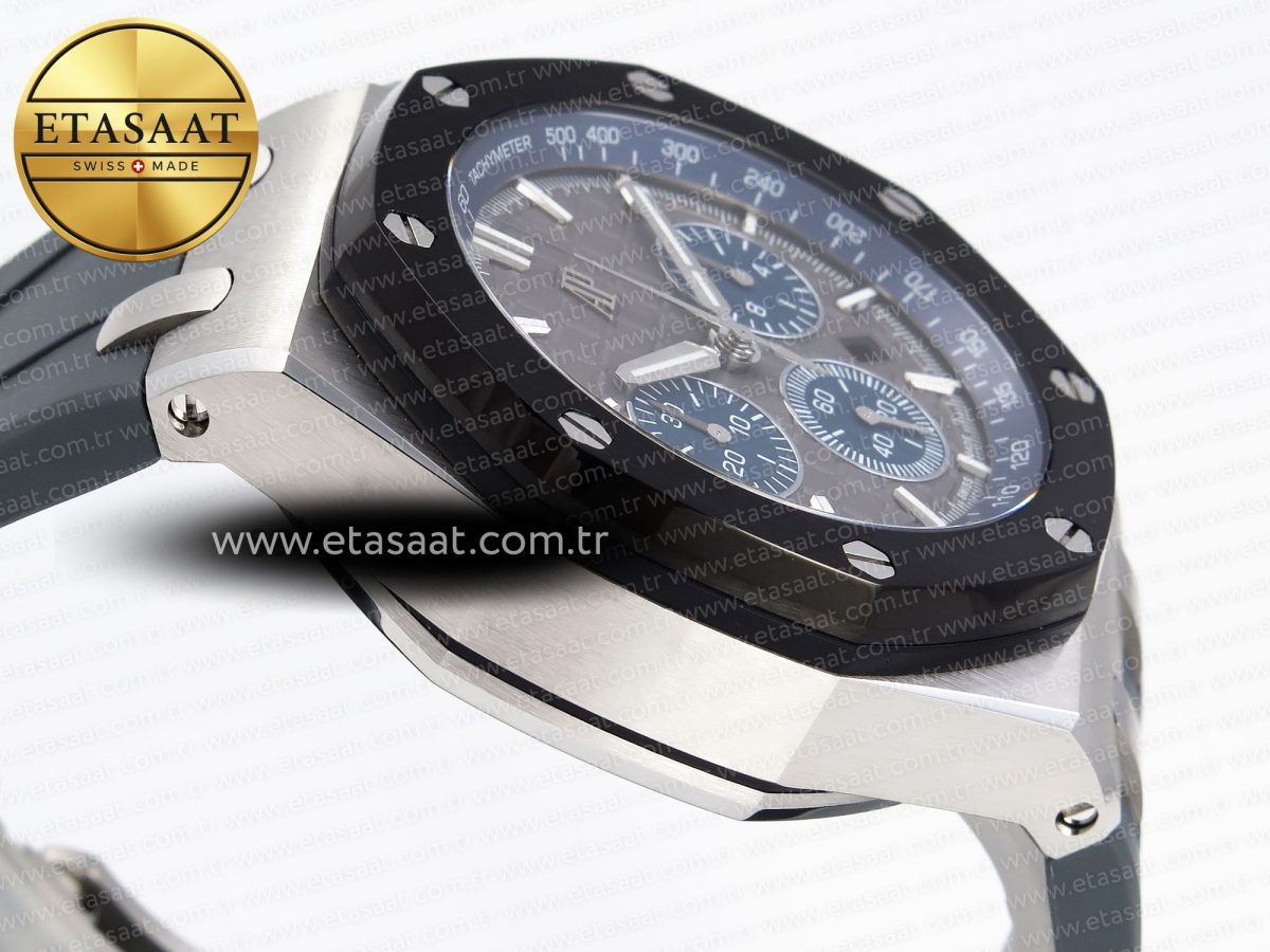 Audemars Piguet ROYAL OAK OFFSHORE 44MM BLACK CERAMIC BEZEL GRAY/BLUE DIAL ON GRAY A4401 - Görsel 9