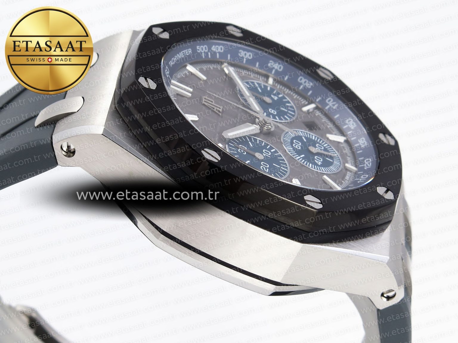 Audemars Piguet ROYAL OAK OFFSHORE 44MM BLACK CERAMIC BEZEL GRAY/BLUE DIAL ON GRAY A4401 - Görsel 9