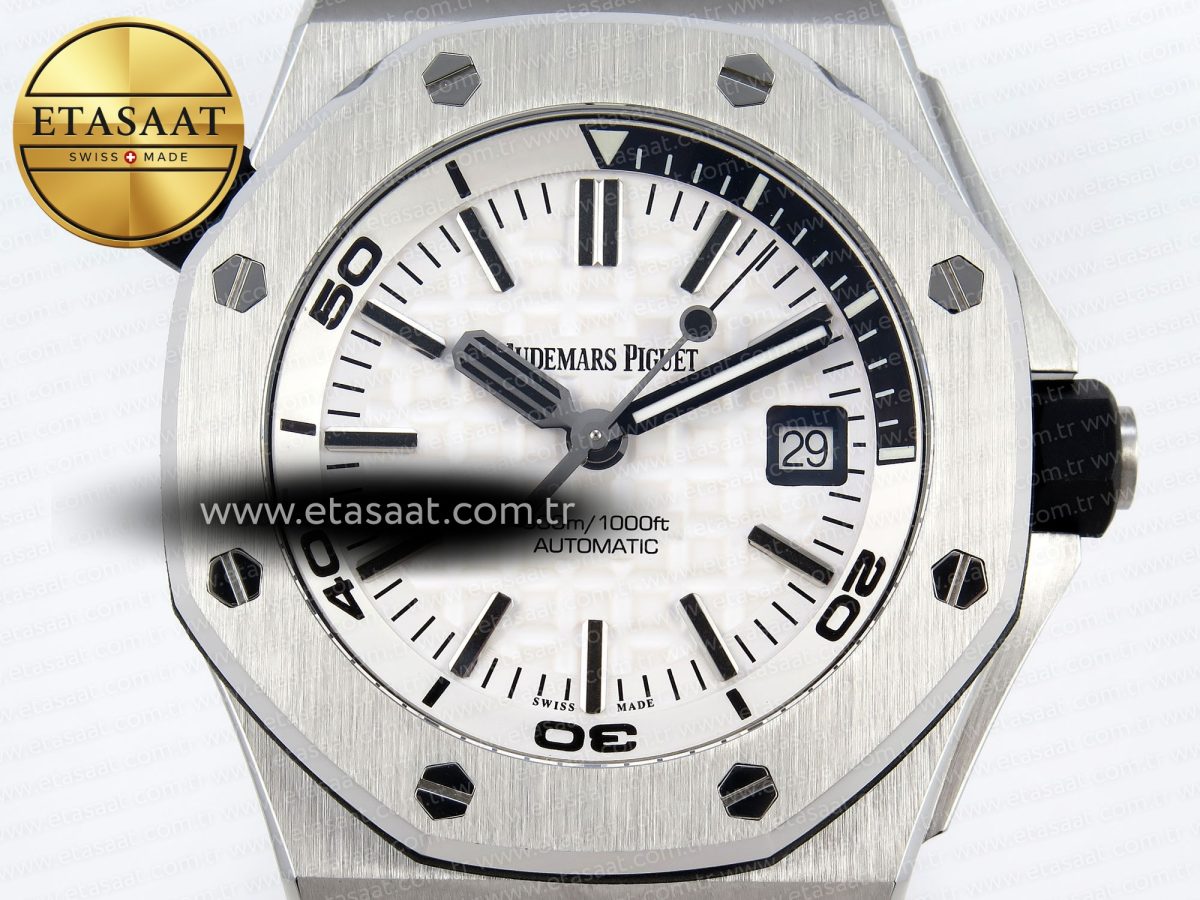 Audemars Piguet  Diver 15710 White Dial on Black SA3120 - Görsel 4