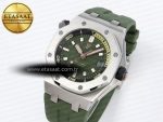 ROYAL OAK OFFSHORE DIVER 15720 APSF 1:1 BEST EDITION GREEN DIAL ON GREEN RUBBER STRAP SA4308