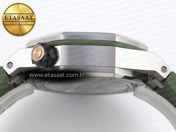 ROYAL OAK OFFSHORE DIVER 15720 APSF 1:1 BEST EDITION GREEN DIAL ON GREEN RUBBER STRAP SA4308 - Görsel 14