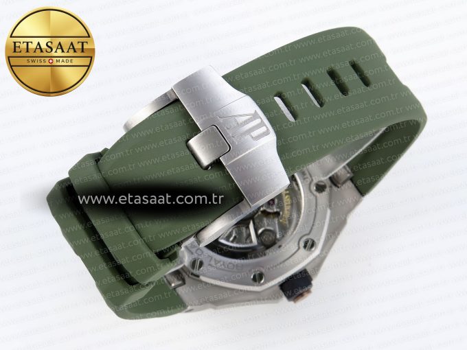 ROYAL OAK OFFSHORE DIVER 15720 APSF 1:1 BEST EDITION GREEN DIAL ON GREEN RUBBER STRAP SA4308 - Görsel 16
