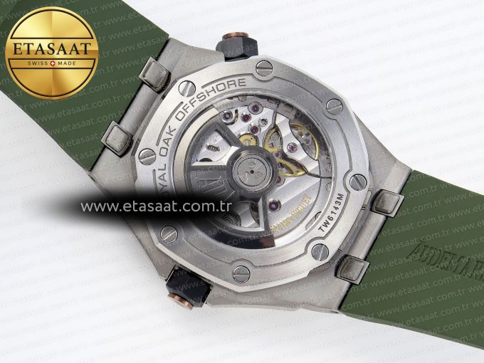 ROYAL OAK OFFSHORE DIVER 15720 APSF 1:1 BEST EDITION GREEN DIAL ON GREEN RUBBER STRAP SA4308 - Görsel 17