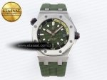 ROYAL OAK OFFSHORE DIVER 15720 APSF 1:1 BEST EDITION GREEN DIAL ON GREEN RUBBER STRAP SA4308 - Görsel 3