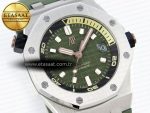 ROYAL OAK OFFSHORE DIVER 15720 APSF 1:1 BEST EDITION GREEN DIAL ON GREEN RUBBER STRAP SA4308 - Görsel 5