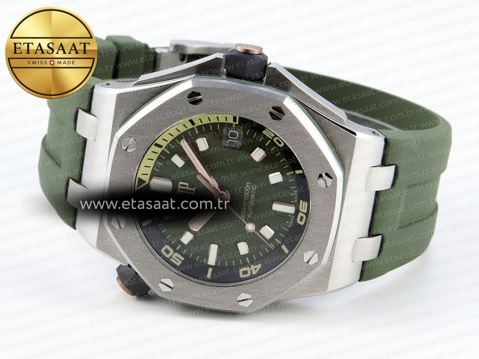 Audemars Piguet ROYAL OAK OFFSHORE DIVER 15720 GREEN DIAL ON GREEN SA4308 - Görsel 7