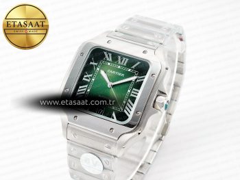 Santos de Cartier 40mm SS 2018 BVF 1:1 Best Edition Green Dial on SS SmartLinks Bracelet MIYOTA 9015 V2