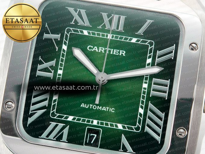 Santos de Cartier 40mm SS 2018 BVF 1:1 Best Edition Green Dial on SS SmartLinks Bracelet MIYOTA 9015 V2 - Görsel 10