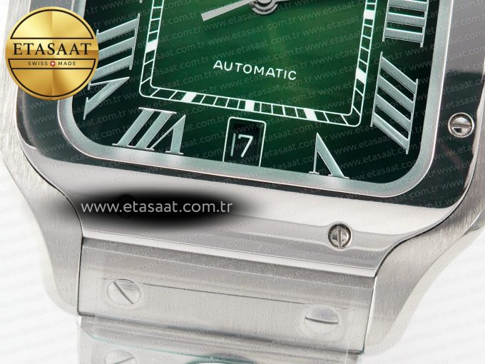 Santos de Cartier 40mm SS 2018 BVF 1:1 Best Edition Green Dial on SS SmartLinks Bracelet MIYOTA 9015 V2 - Görsel 12