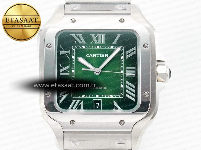 Santos de Cartier 40mm SS 2018 BVF 1:1 Best Edition Green Dial on SS SmartLinks Bracelet MIYOTA 9015 V2 - Görsel 4