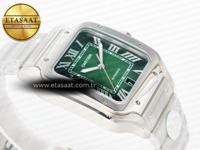 Santos de Cartier 40mm SS 2018 BVF 1:1 Best Edition Green Dial on SS SmartLinks Bracelet MIYOTA 9015 V2 - Görsel 7